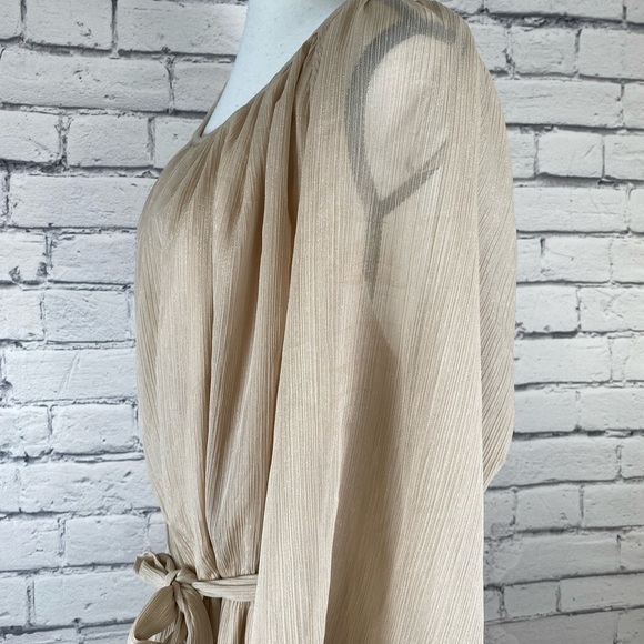 City Studio Champagne Cream Mid Length Boho Formal Dress Elastic Waist size 2X - Picture 12 of 16